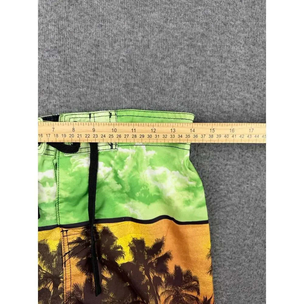 Men's Medium Board Shorts Palm‎ Tree Sunset Design Size Medium